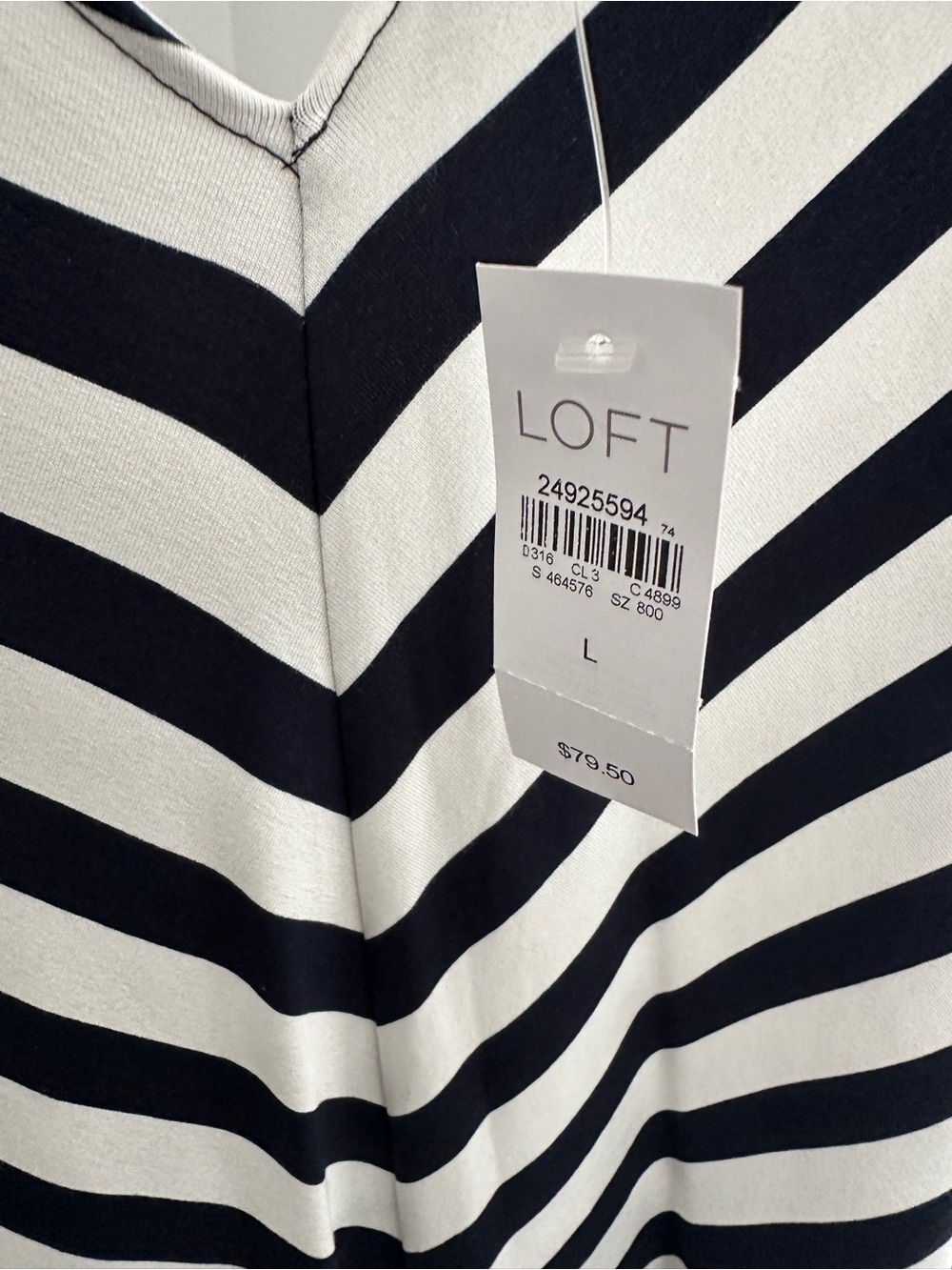 LOFT Navy & White Striped Sleeveless Dress NWT Large - Picture 2 of 4